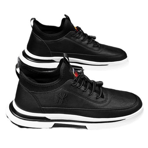 Leather breathable casual shoes 2024 spring and autumn new men's running shoes fashion Korean style trendy shoes men's shoes 