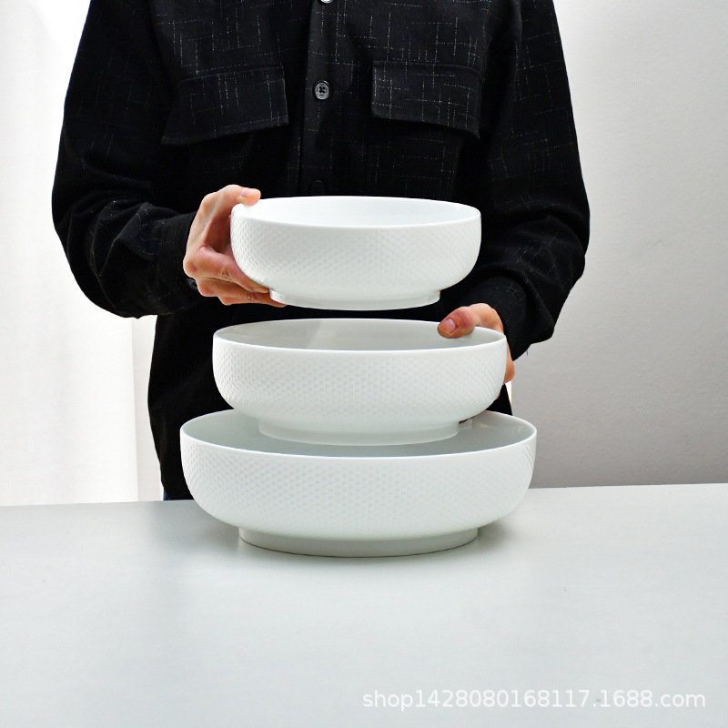 Cuenco de cerámica de alta temperatura de Dehua, pescado de repollo en escabeche, cuenco de sopa doméstica blanca, cuenco de sopa, cuenco de olla seca, cuenco de cerdo hervido con sangre peluda