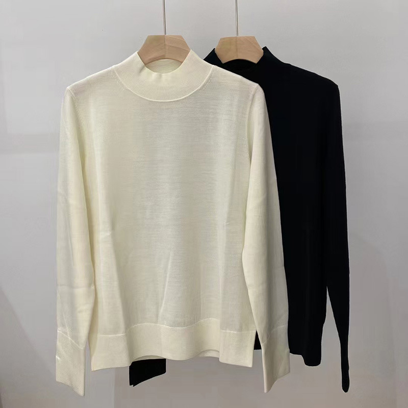 Simple and comfortable ~ British JS * pure wool long sleeve slit half high collar base Joker sweater women