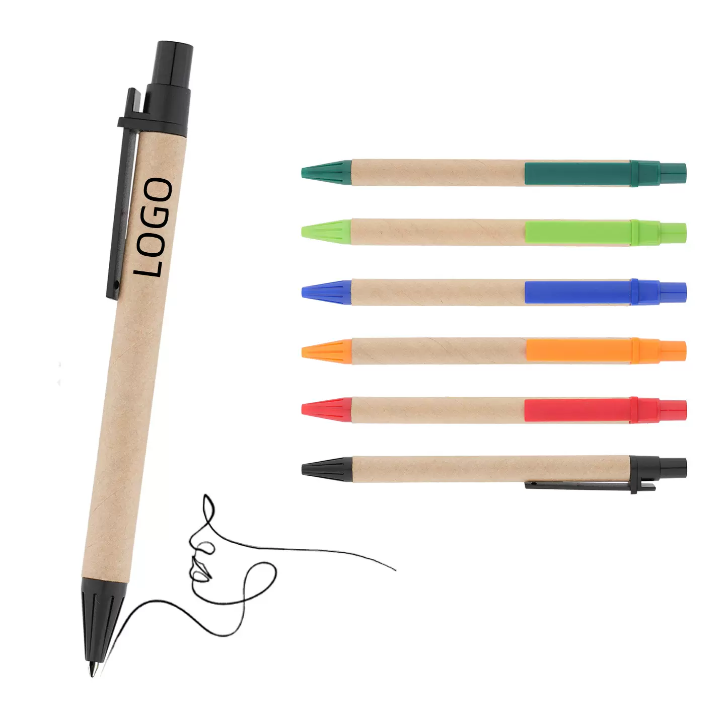 按动圆珠笔可降解环保牛皮纸杆笔广告笔印logo纸管笔油笔批发Pen