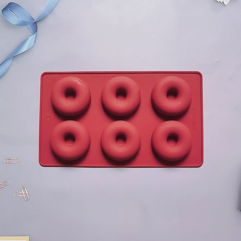 6 Donuts 609 pastel molde de silicona 3D mousse hecha a mano molde de pan de pastel de jalea