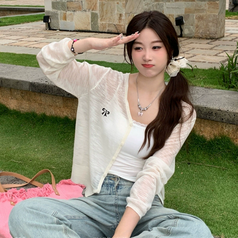 Thin cardigan, knitted sweater, white cloak, tank top