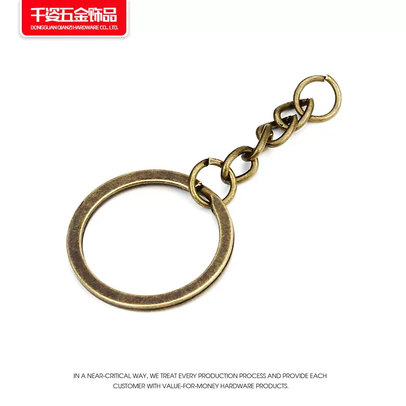 现货批发diy卡通公仔配件钥匙链金属钥匙圈加4节纽链30条装钥匙扣