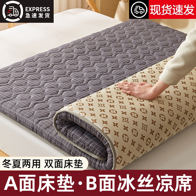 Colchón de colchones de seda helada de verano, cojín, dormitorio de estudiantes en casa, cama de tatami de invierno y verano individual, estilo delgado