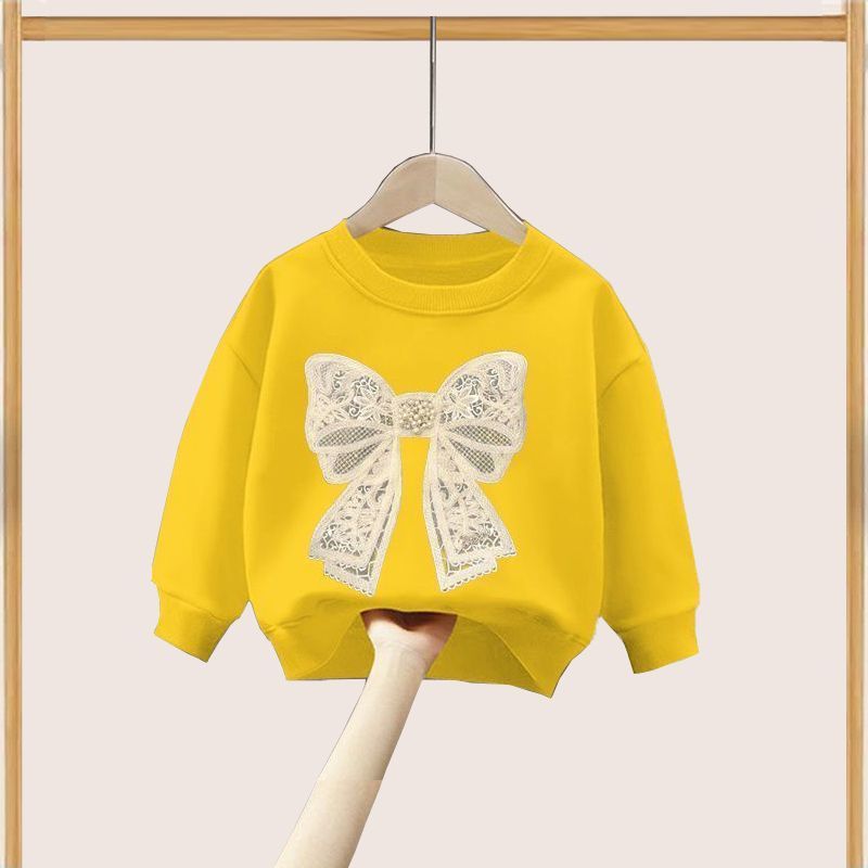 레이스 매듭 옐로우 스웨트셔츠