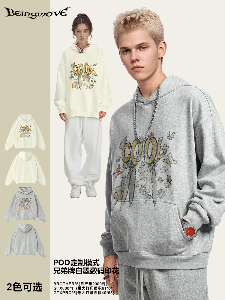 2025 otoño estilo americano nicho sensación de diseño graffiti impresión blusa suelta marca de moda chic chaqueta con capuz para hombre