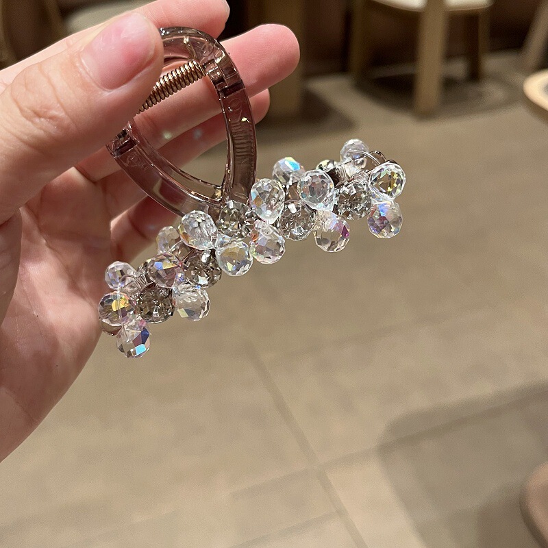 韓国版の軽い高級ラインストーンクリップ、高級感、中型ヘアクリップ、気質、女性用ハーフタイヘアクリップ、ヘアアクセサリー、ヘッドドレス|undefined