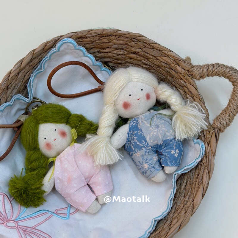Maotalk Original Spring-Themed Little Bean Girl Fabric Pendant Doll Hanging Ornament Niche Cute Bag Charm Ins