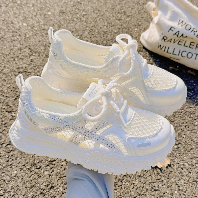 White Shoes for Women, Summer Mesh Shoes for Women, Breathable Mesh Shoes with Skirts, Niche Versatile Sports Training Shoes White Shoes for Women, Summer Mesh Shoes for Women, Breathable Mesh Shoes with Skirts, Niche Versatile Sports Training Shoes