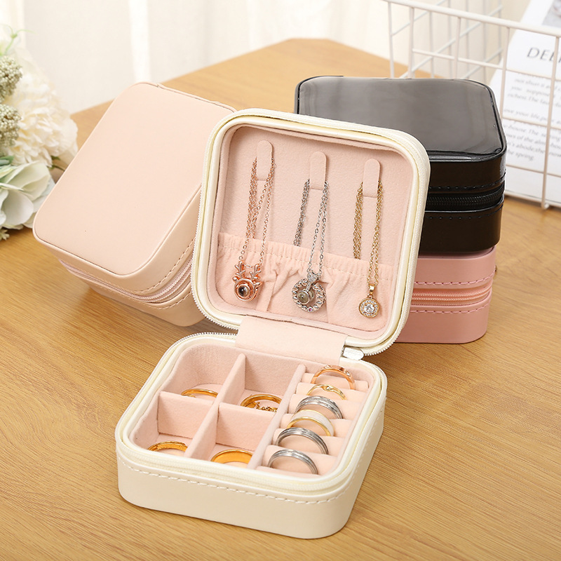 Simple Style Square Solid Color Pu Leather Jewelry Boxes display picture 1