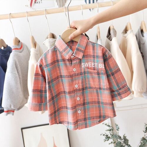 Children's clothing, boys 'shirt, 2025 new style, thin coat, baby long-sleeved shirt, children's plaid shirt, spring and autumn, Korean style