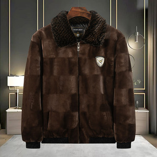 Winter Thickeneded Warm Mink Outwear New Imitation Fur Men's Golden Mink Velvet Handsome Outwear Lapel Jacket Men's Clothing