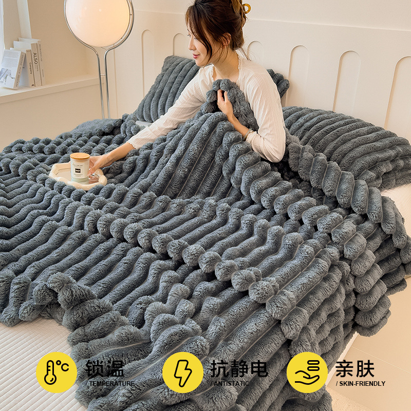 Manta de Felpa de Piel de Conejo, Manta para Siesta en la Oficina, Manta de Coral, Regalo, Manta Pequeña para Aire Acondicionado, Venta al Por Mayor