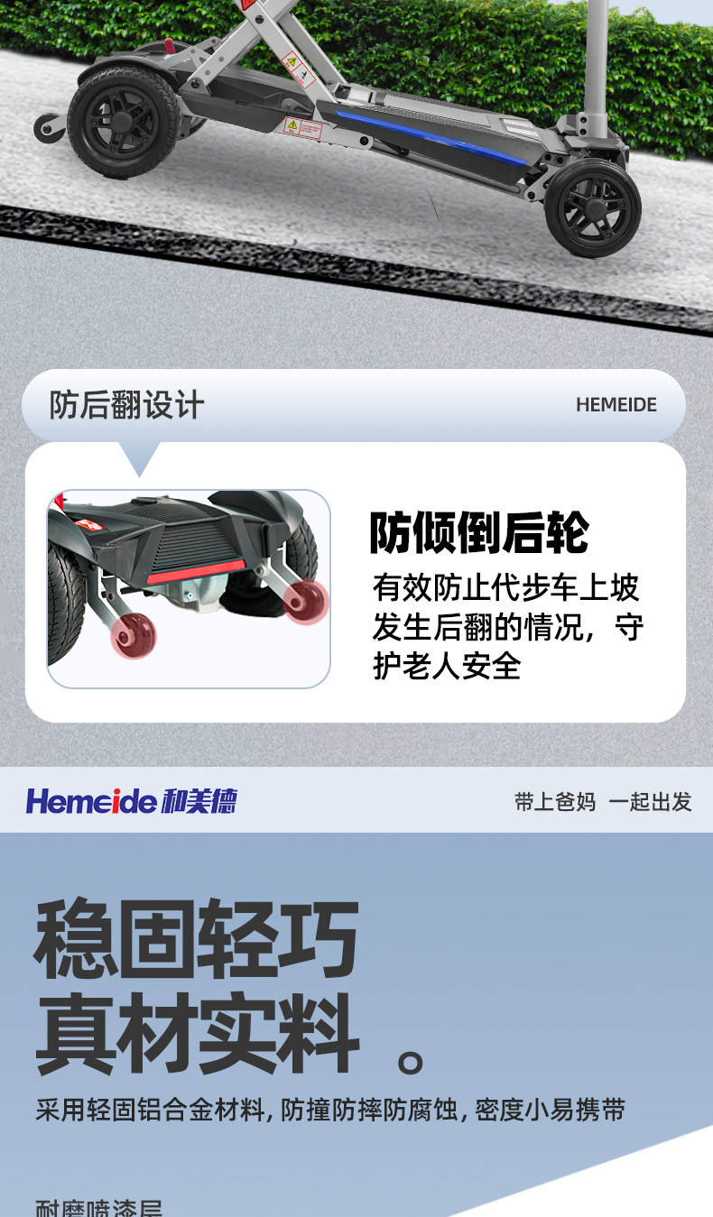 Cross-Border Mobility Scooter for the Elderly and Disabled, Four-Wheel Electric Scooter, Foldable Small Lithium Battery Scooter