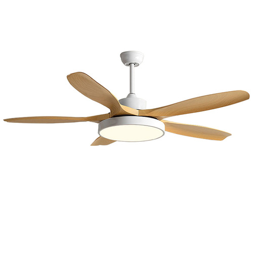 American traditional fan chandelier retro living room bedroom dining room fan light Nordic simple household frequency conversion ceiling fan light