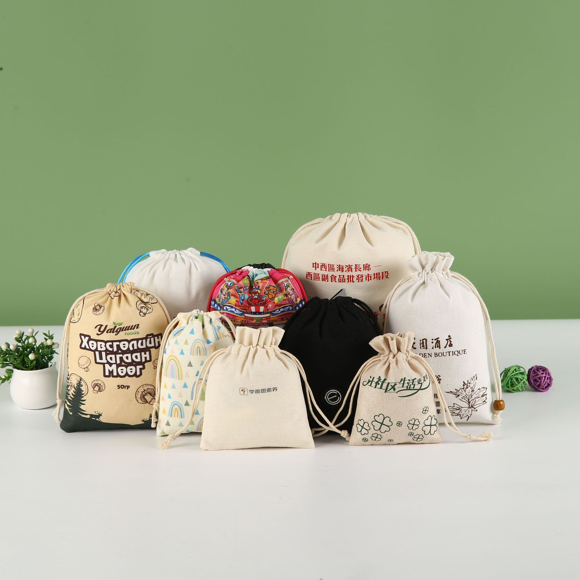 帆布包大容量束口袋卡通抽绳棉布束口儿童双肩收纳袋印刷印刷定制