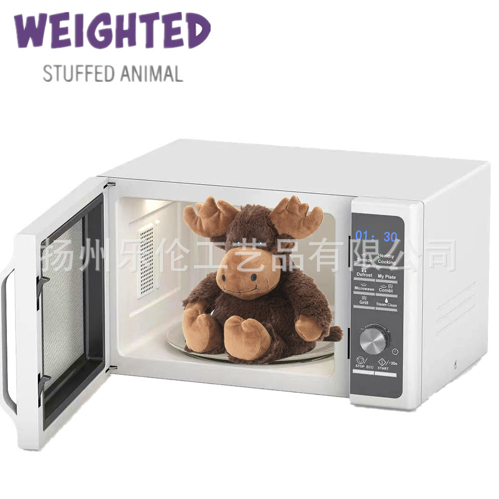 Personalizado caliente calor cariño muñeca semilla de lino calentamiento microondas gravedad juguetes de animales Navidad alce