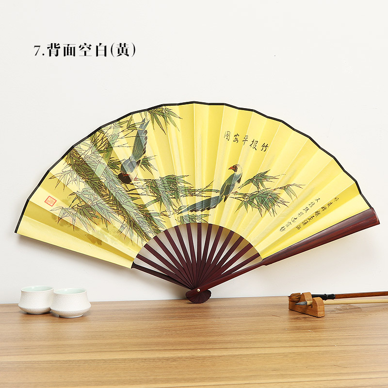 Bambú-como Rosewood Hanfu ventilador antiguo estilo plegable ventilador de seda estilo chino ventilador 10-pulgadas Xuan papel plegable ventilador publicidad ventilador venta al por mayor