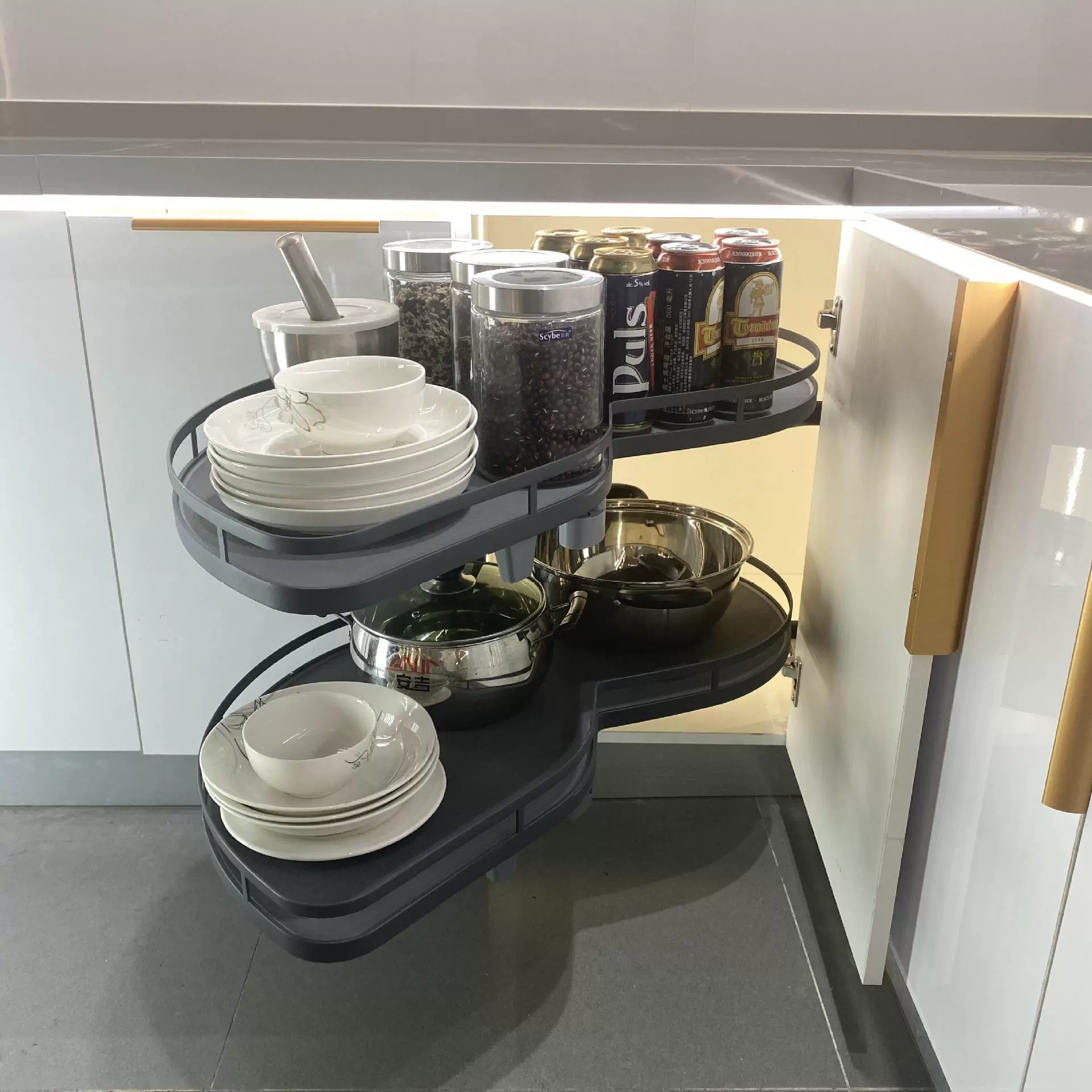 Corner pull‑out cabinet basket, multi‑style UFO pull‑out for kitchen cabinets, left/right, various finishes