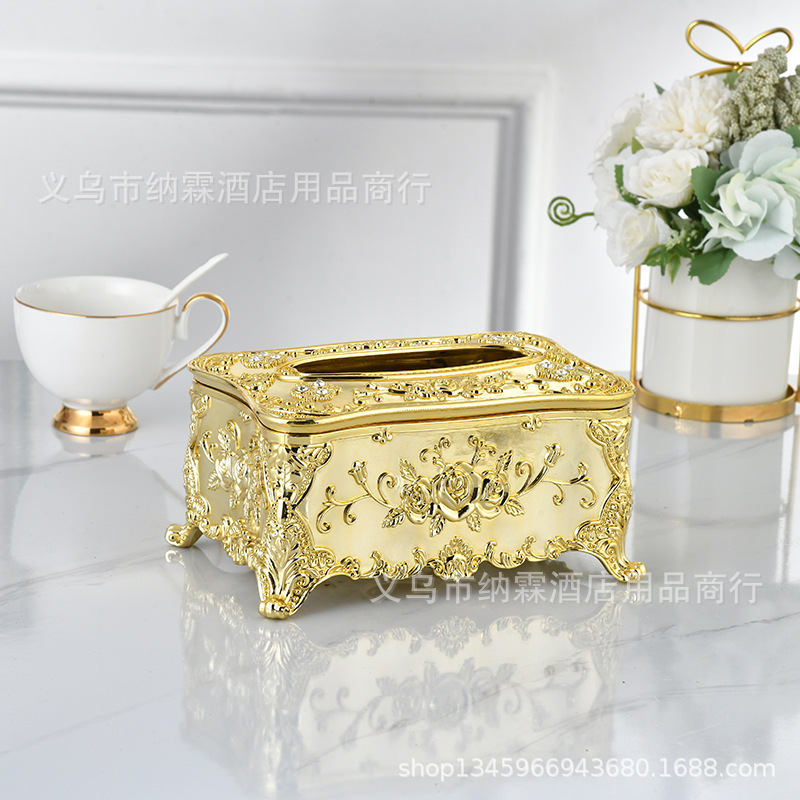 Caja de pañuelos de estilo europeo sala de estar tejido creativo nórdico ins caja de pañuelos de hogar KTV mesa de café simple comida Linda