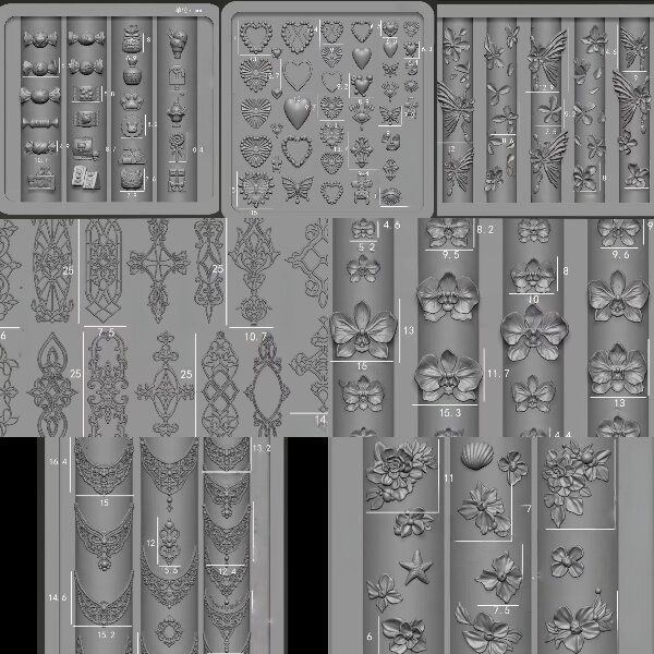 Molde de manicura amor arco en relieve flor ornamentos molde abrasivo alta permeabilidad estereoscópica DIY decoración molde de silicona