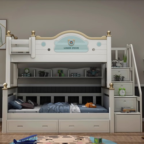 Solid wood bunk bed, small apartment shelf, bunk bed, double bunk bed, two-layer wooden bed, high and low children's bed