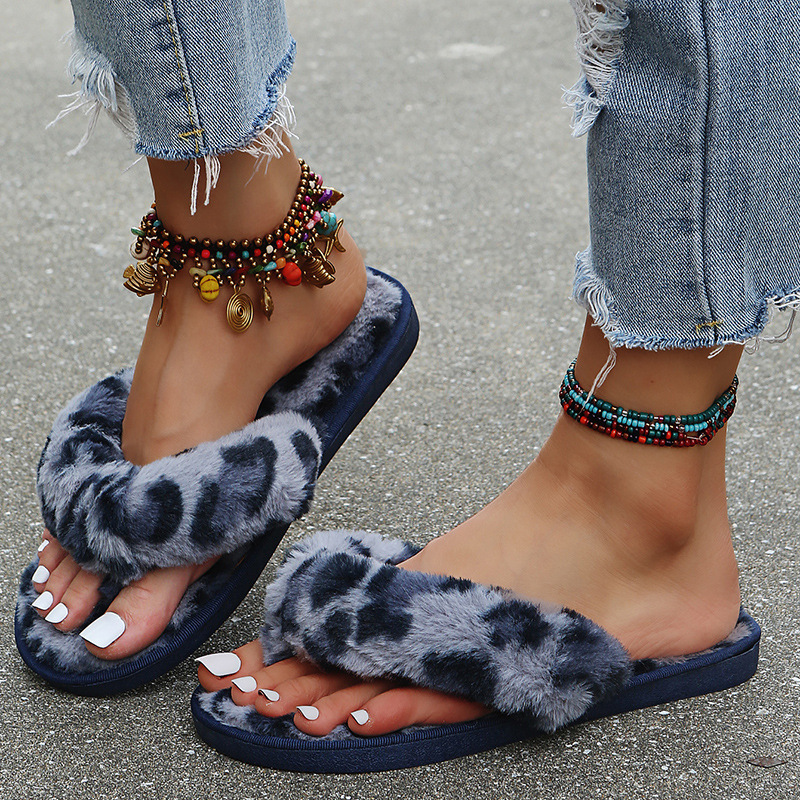 Korean-style Autumn and Winter Cotton Slippers Women's Home Indoor Flip-flops Fashionable Leopard-print Flip-Flops Korean-style Autumn and Winter Cotton Slippers Women's Home Indoor Flip-flops Fashionable Leopard-print Flip-Flops
