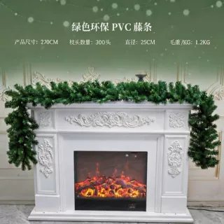 跨境新款圣诞藤条圣诞装饰品欧式壁炉装饰电视柜酒店装扮圣诞布景