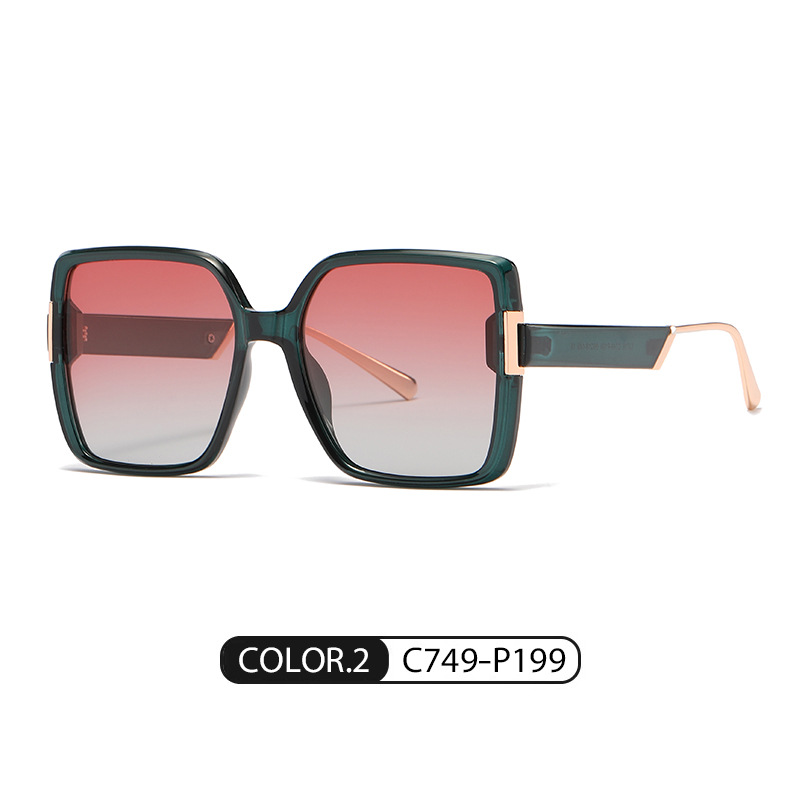 En stock nuevas gafas de sol polarizadas TJ718 moda calle tiro cuadrado gafas grandes marco adelgazante TR gafas de sol de mujer