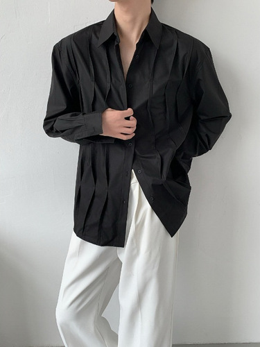 Subculture Design Shirt with Gentle Mature Long Sleeve Aesthetic Top with Refined Sense of Style, Celibate Style Trendy Brand Fashion Spring and Autumn