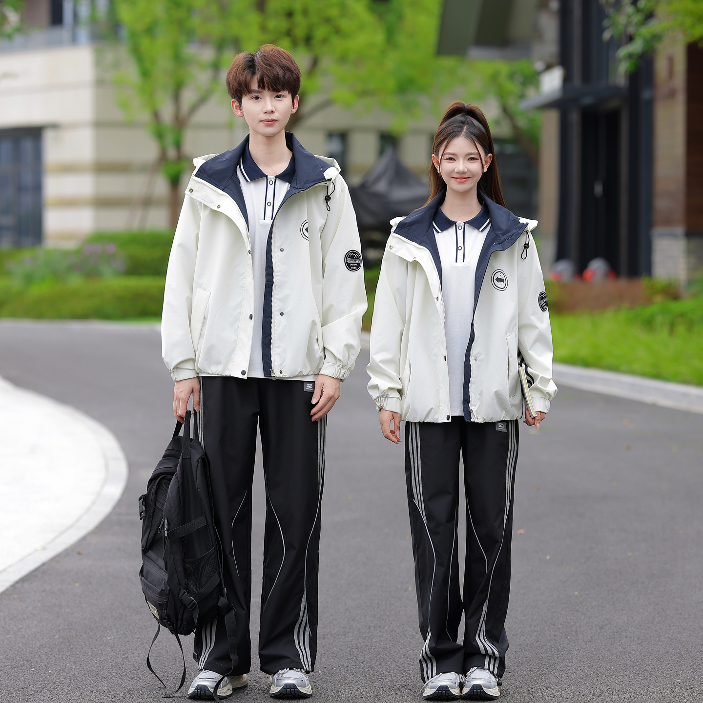 School uniform jacket three-piece set, autumn British college style, trendy school uniform for junior high and high school students, youth sports meeting uniform