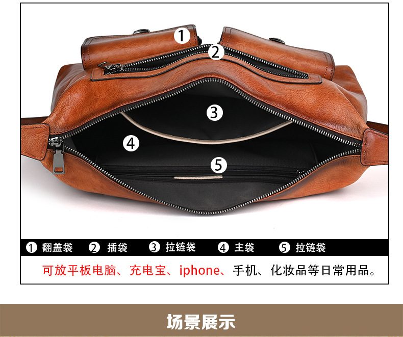 Túi tote da bò dung tích lớn đeo chéo cổ điển nữ — Màu nâu cổ điển, Cà phê cổ điển, Màu đen cổ điển chi tiết 9