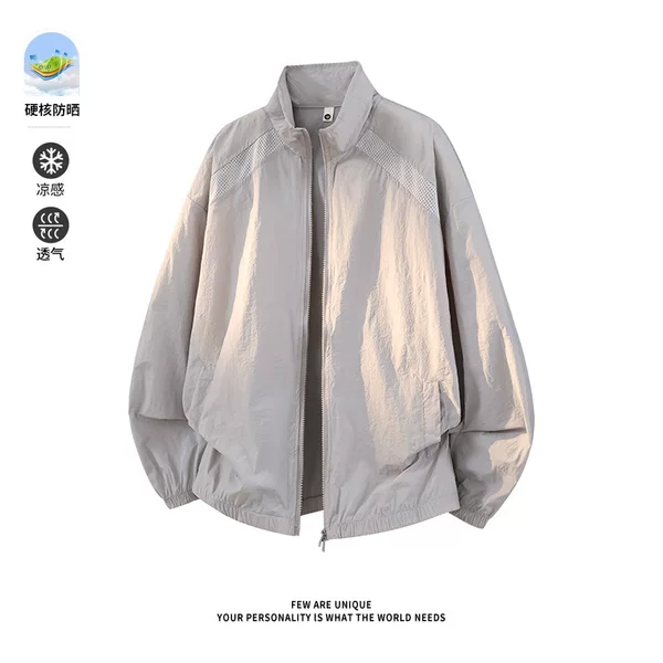 In Stock [Upf50+ Sun Protection Clothing] Quick-Drying Anti-Uv Thin 2026 Summer New Style Deconstructed Stand-Up Collar Jacket for Men