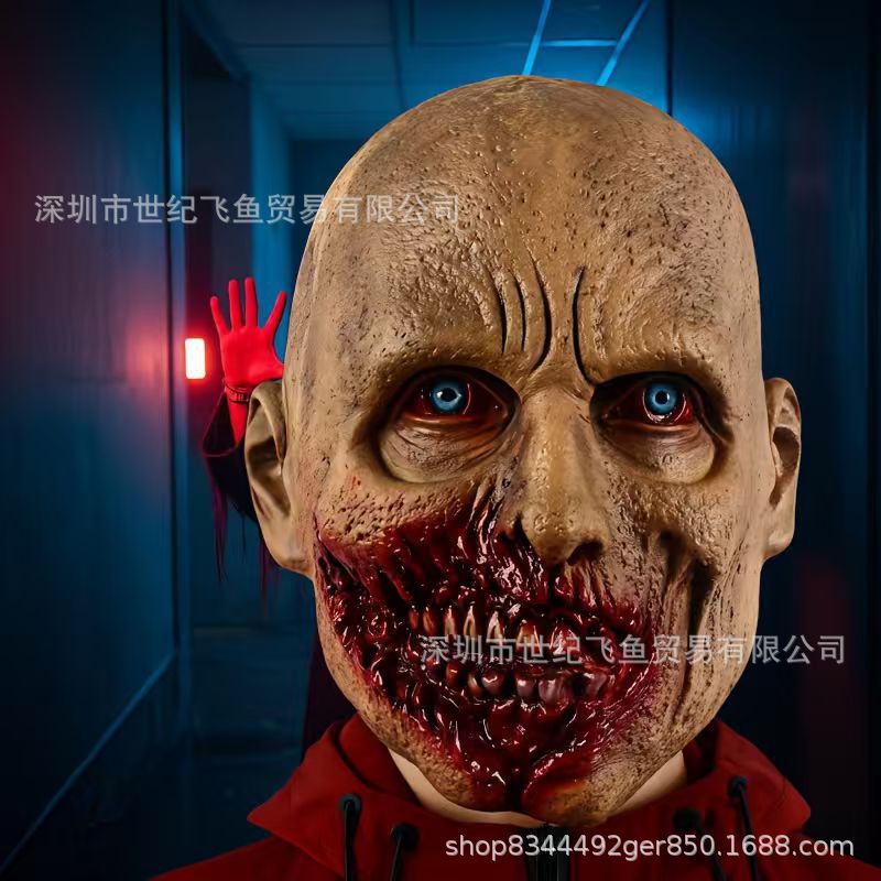 Halloween horror sin boca alienígena transfronteriza venta caliente nuevo zombie cosplay cámara secreta de látex cubierta de cabeza