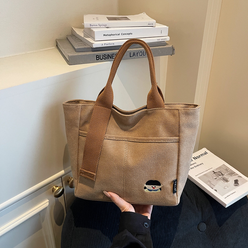 New Japanese-Style Embroidered Thick Canvas Bag, Trendy and Fashionable Artistic Handbag, Large Capacity Commuter Bag Wholesale New Japanese-Style Embroidered Thick Canvas Bag, Trendy and Fashionable Artistic Handbag, Large Capacity Commuter Bag Wholesale