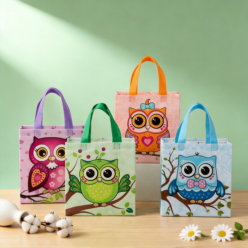 Cross-Border Hot-Selling Cartoon Series Owl Children's Tote Bag Children's Birthday Laminated Bag Gift Bag Hm