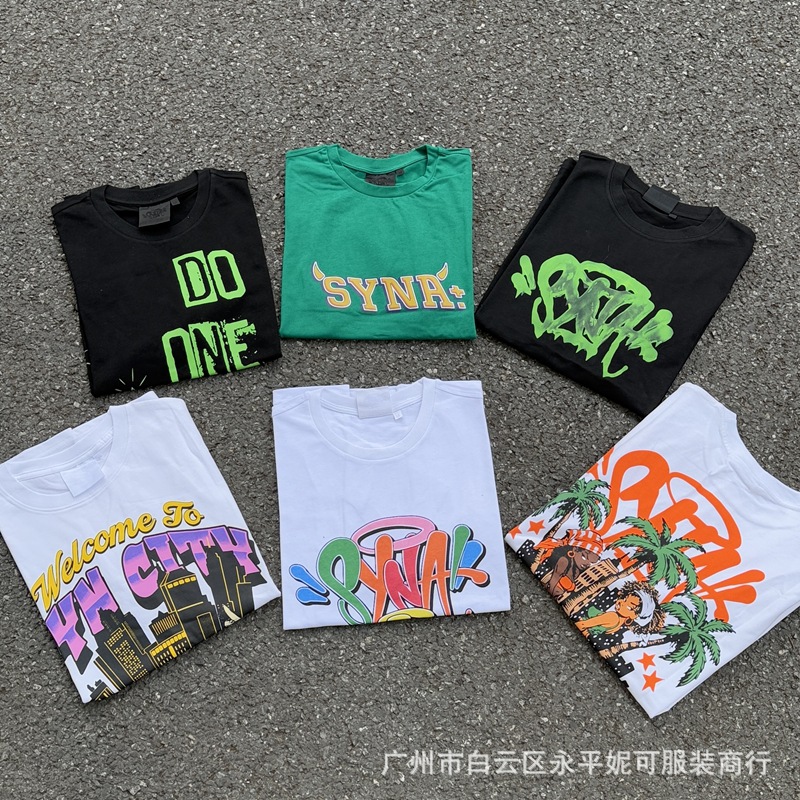 Syna嘻哈说唱印花短袖t恤男25s夏季潮牌欧美明星同款半袖tee