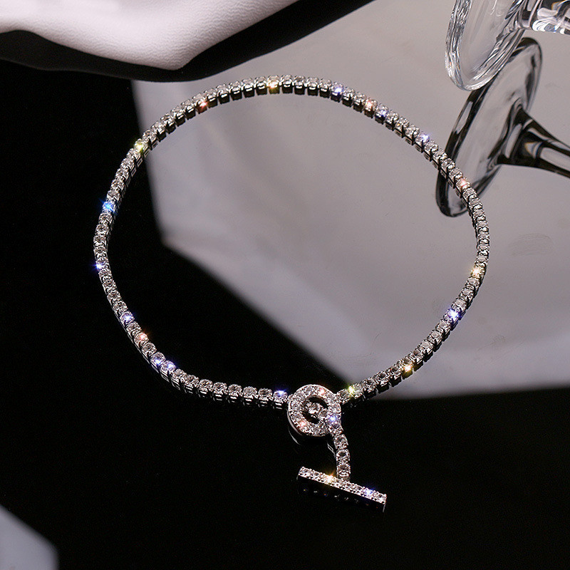 Collier À Chaîne Avec Fermoir Ot Et Strass Pour Femme Unique_voghion.com