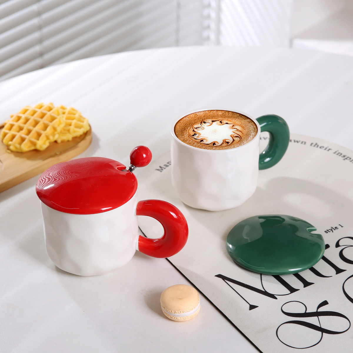 Casual Lindo Multicolor Color Sólido Cerámica Cuchara Taza 1 Juego display picture 4