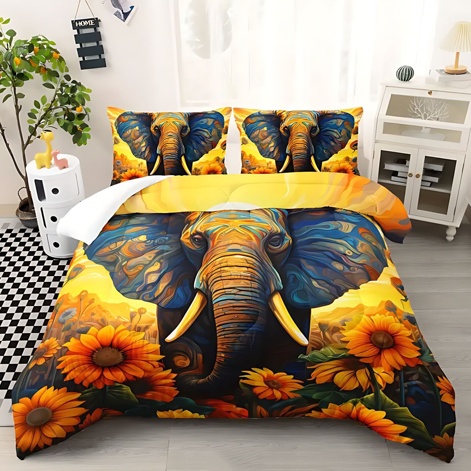 TEMU / JIT Amazon muchos animales lindos 3D impresión digital 180gms colcha set de ropa de cama