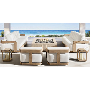 Outdoor Teak Tables and Chairs Courtyard Villa Hotel Balcony Rainproof and Anti-Corrosion Furniture Outdoor Garden Solid Wood Sofa Combination