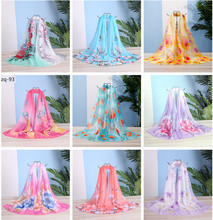 防晒雪纺丝巾女中老年新款围巾印花夜市女小长纱巾母亲节礼品新款