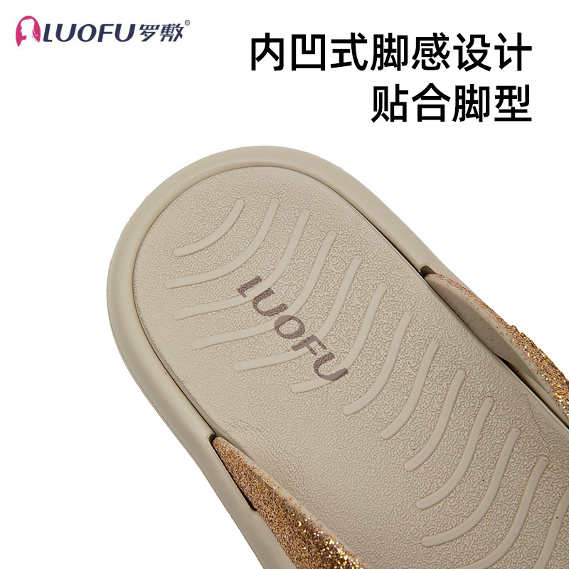 Chanclas de suela gruesa Luo Fu para mujer, chanclas antideslizantes de moda de verano, zapatos de playa, sandalias de mujer de tacón alto