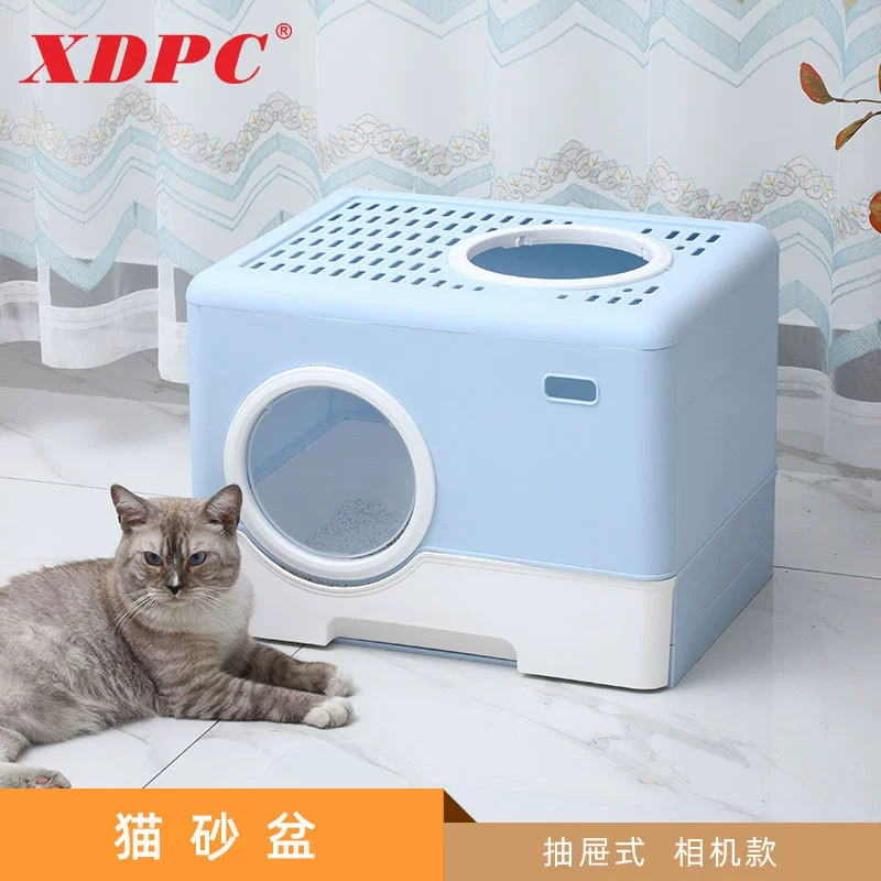 Новый полностью закрытый ящик для кошачьего туалета с верхней частью камеры Кошачий туалет с защитой от запаха Брызгозащищенный очень большой кошачий Туалет