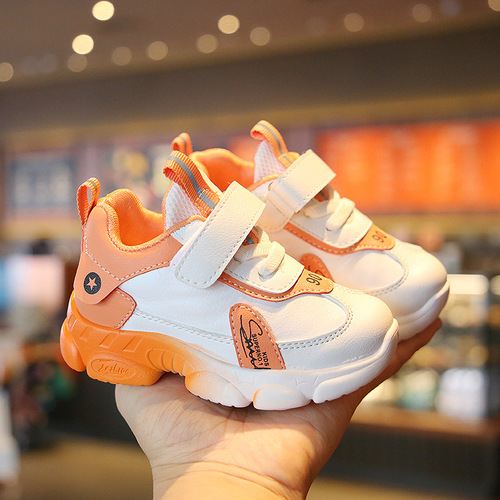2024 Spring and Autumn Children's Sports Shoes New Boys and Girls White Shoes Soft Sole Baby Shoes Toddler Shoes