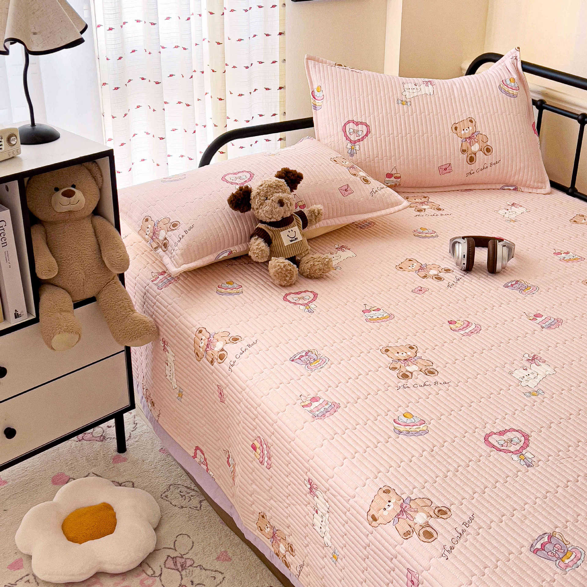 Tapa de cama de algodón de tres piezas para dormitorio de estudiantes sábanas de tatami para cuatro estaciones cubierta antideslizante individual