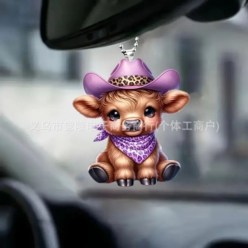 Creativo lindo sombrero de vaquero ternera acrílico colgante transfronterizo nuevo colgante de automóvil plano colgante de hogar colgante