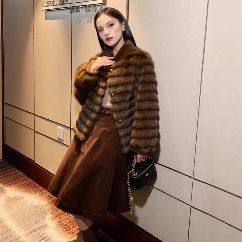 Mink Fur Coat for Women, High-End Loose Stand Collar, 2026 Spring New Style, Eco-Friendly Short Fur Coat