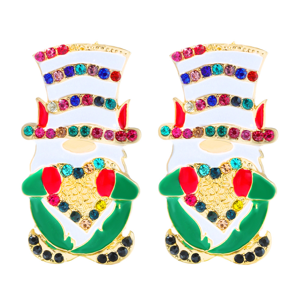 Creative Santa Claus Earrings Alloy Rhinestone Drop Oil Christmas Popular Fashion Earrings display picture 3