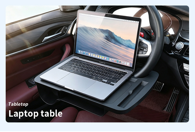 Car Steering Wheel Small Table Board, In-Car Dining Table, Card Table, Car Laptop Tablet Stand, Multifunctional with Storage Box